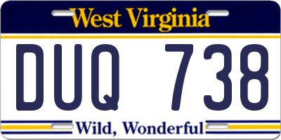 WV license plate DUQ738
