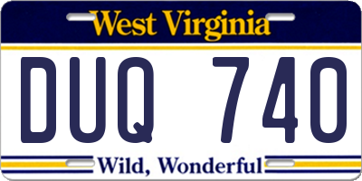 WV license plate DUQ740