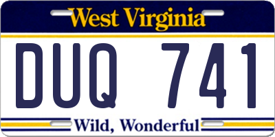 WV license plate DUQ741