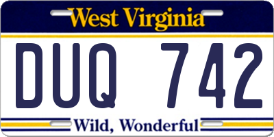 WV license plate DUQ742
