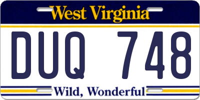 WV license plate DUQ748
