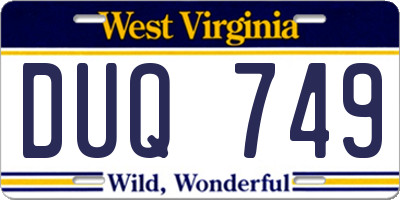 WV license plate DUQ749