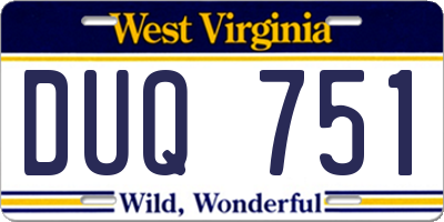 WV license plate DUQ751