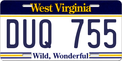 WV license plate DUQ755