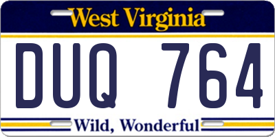WV license plate DUQ764
