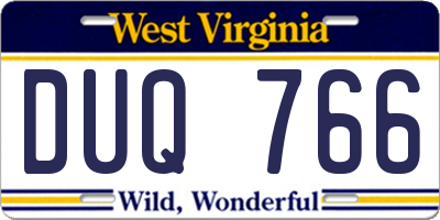 WV license plate DUQ766