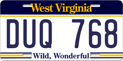 WV license plate DUQ768