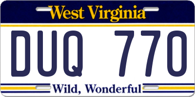 WV license plate DUQ770