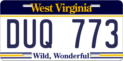 WV license plate DUQ773