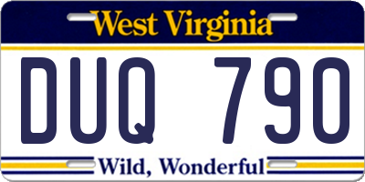 WV license plate DUQ790