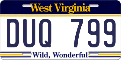 WV license plate DUQ799
