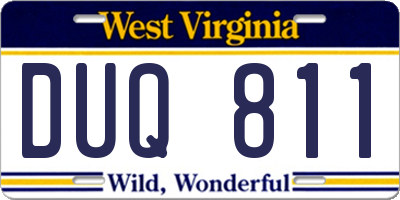 WV license plate DUQ811