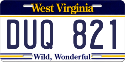 WV license plate DUQ821