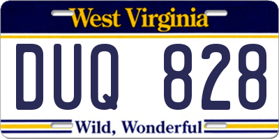 WV license plate DUQ828