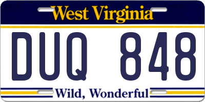 WV license plate DUQ848