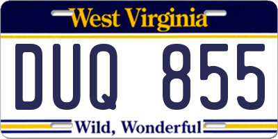 WV license plate DUQ855