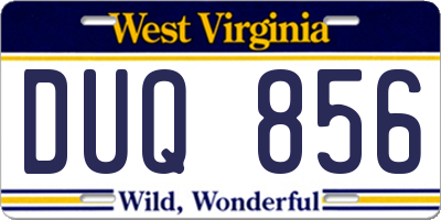 WV license plate DUQ856