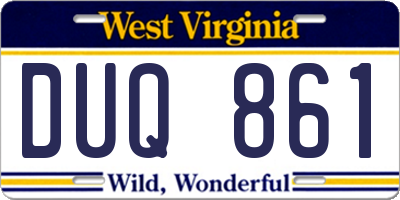 WV license plate DUQ861