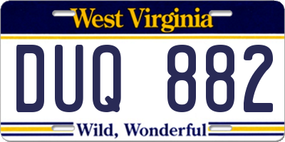 WV license plate DUQ882