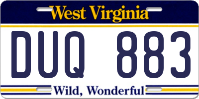 WV license plate DUQ883