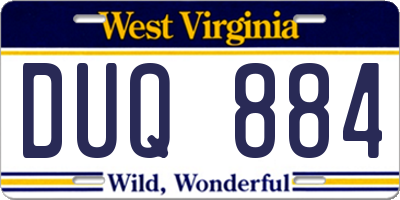 WV license plate DUQ884