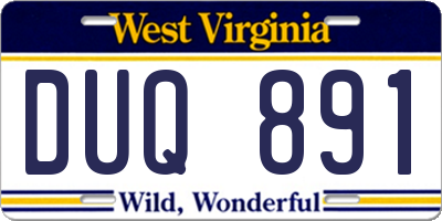 WV license plate DUQ891