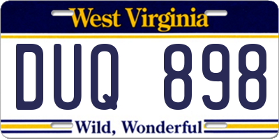 WV license plate DUQ898