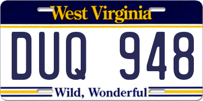 WV license plate DUQ948
