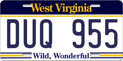 WV license plate DUQ955