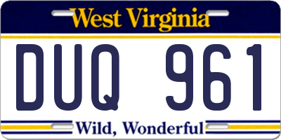 WV license plate DUQ961