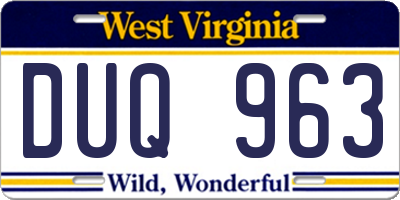WV license plate DUQ963