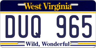 WV license plate DUQ965