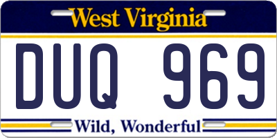 WV license plate DUQ969