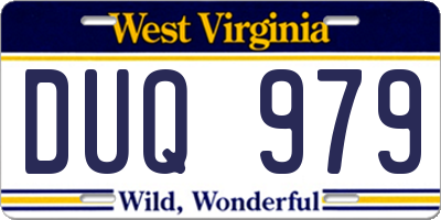 WV license plate DUQ979