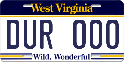 WV license plate DUR000
