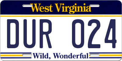 WV license plate DUR024