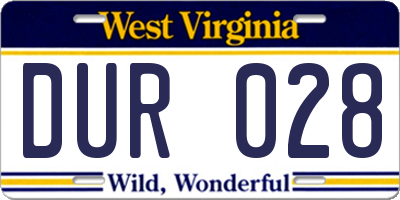 WV license plate DUR028