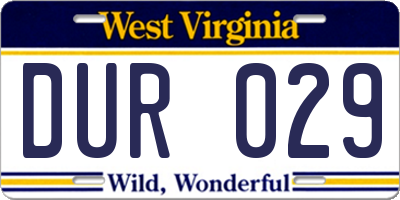 WV license plate DUR029