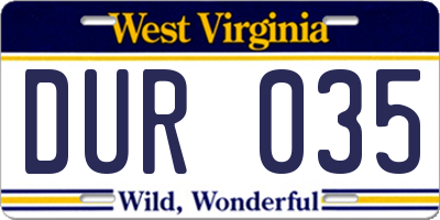 WV license plate DUR035