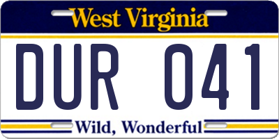 WV license plate DUR041