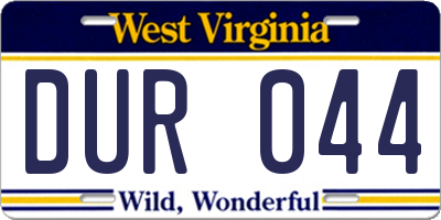 WV license plate DUR044