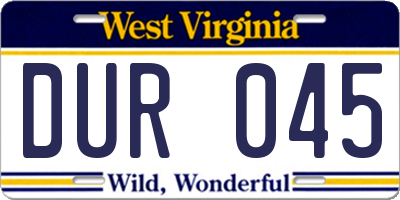 WV license plate DUR045