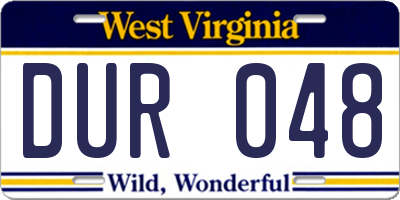 WV license plate DUR048