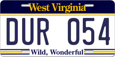 WV license plate DUR054