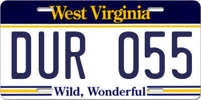 WV license plate DUR055