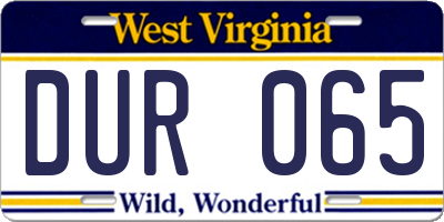 WV license plate DUR065