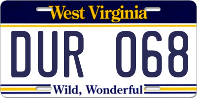 WV license plate DUR068