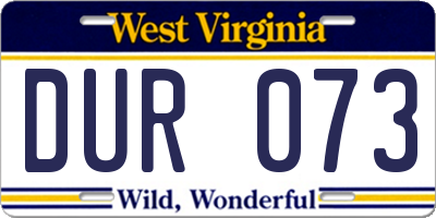 WV license plate DUR073