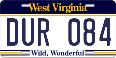 WV license plate DUR084