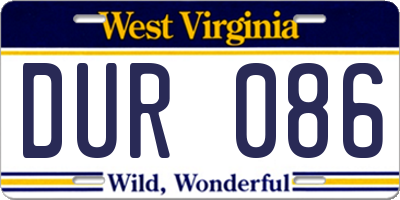 WV license plate DUR086